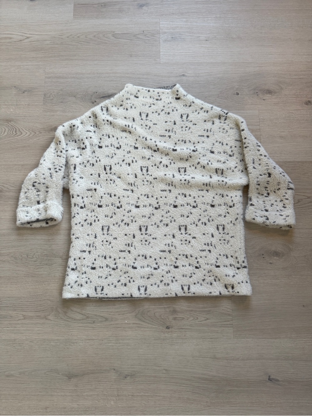 World Market Fuzzy Abstract Print Tunic Sweater Women’s L/XL Y2K Indie